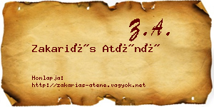 Zakariás Aténé névjegykártya